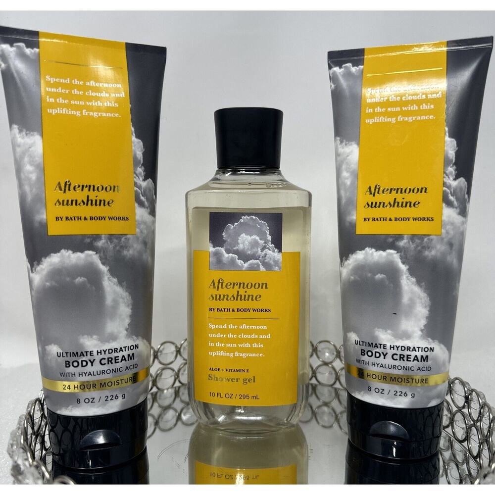 Bundle Of 3 ~ Bath & Body Works AFTERNOON SUNSHINE ~ 2 Body Cream + 1 Shower Gel